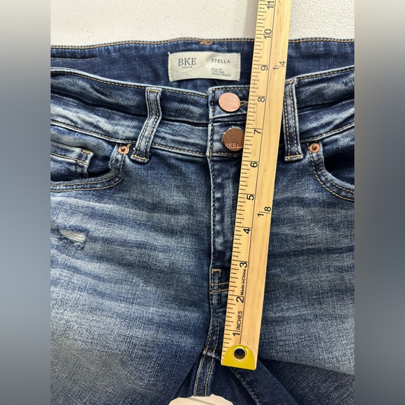 BKE Stella Sz 29x27 Distressed Slim Fit Low Rise Ankle Skinny Denim Blue Jeans - Picture 8 of 11